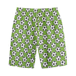 Green Soccer Ball Pattern Print Cotton Shorts
