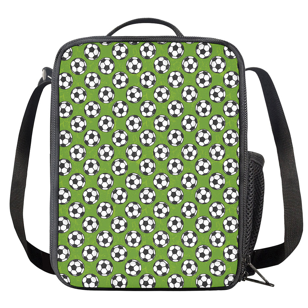 Green Soccer Ball Pattern Print Crossbody Lunch Bag