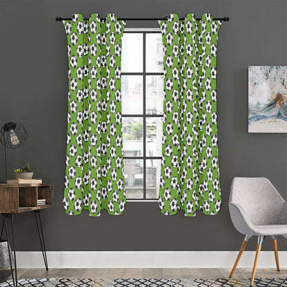 Green Soccer Ball Pattern Print Curtain