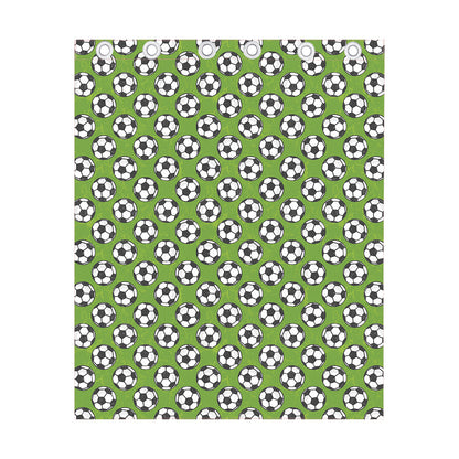 Green Soccer Ball Pattern Print Curtain
