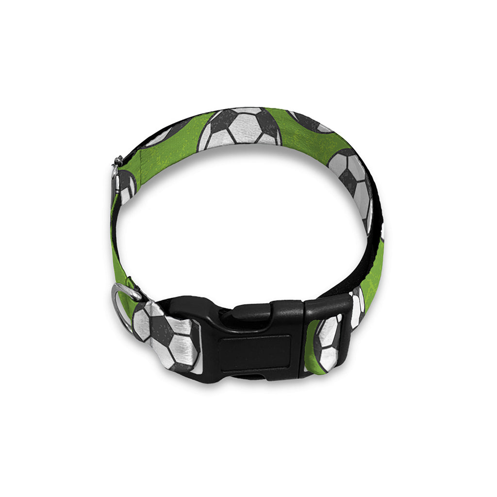 Green Soccer Ball Pattern Print Dog Collar