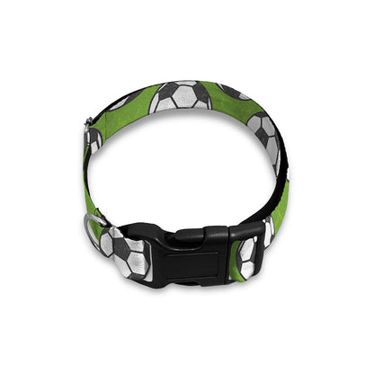Green Soccer Ball Pattern Print Dog Collar