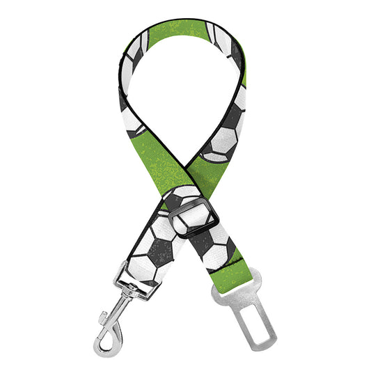 Green Soccer Ball Pattern Print Dog Seat Belt