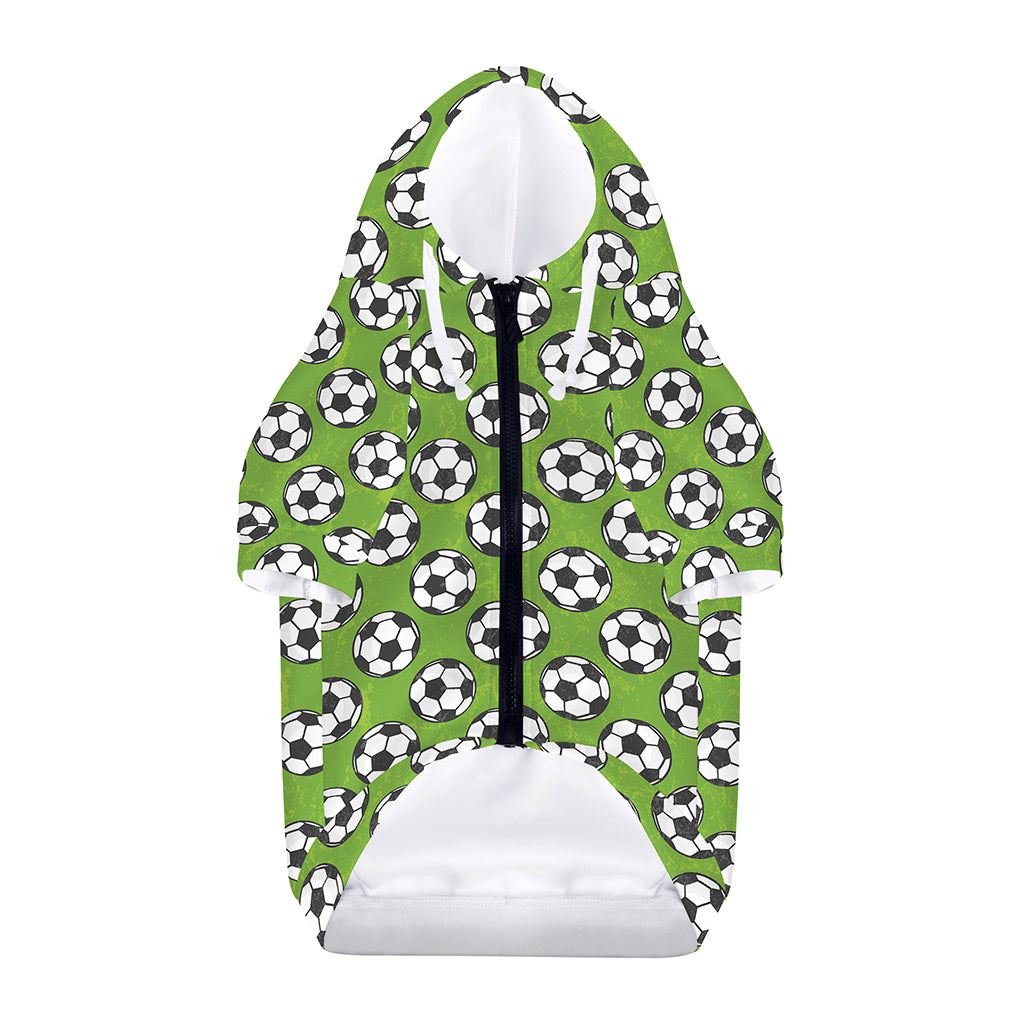 Green Soccer Ball Pattern Print Dog Zip Up Hoodie