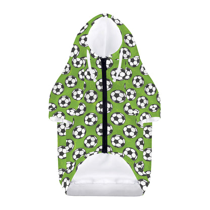 Green Soccer Ball Pattern Print Dog Zip Up Hoodie