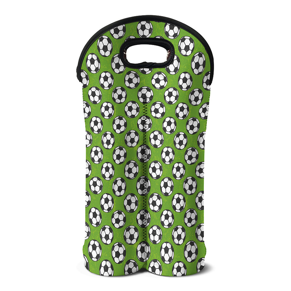 Green Soccer Ball Pattern Print Double Neoprene Wine Tote