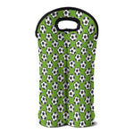 Green Soccer Ball Pattern Print Double Neoprene Wine Tote