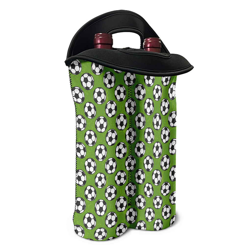 Green Soccer Ball Pattern Print Double Neoprene Wine Tote