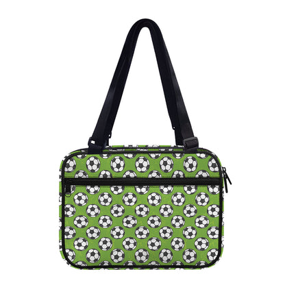 Green Soccer Ball Pattern Print Double Strap Bible Bag