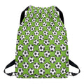 Green Soccer Ball Pattern Print Drawstring Backpack
