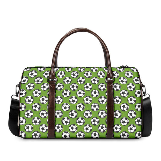 Green Soccer Ball Pattern Print Duffle Bag