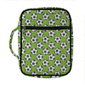 Green Soccer Ball Pattern Print Front Pocket Bible Bag