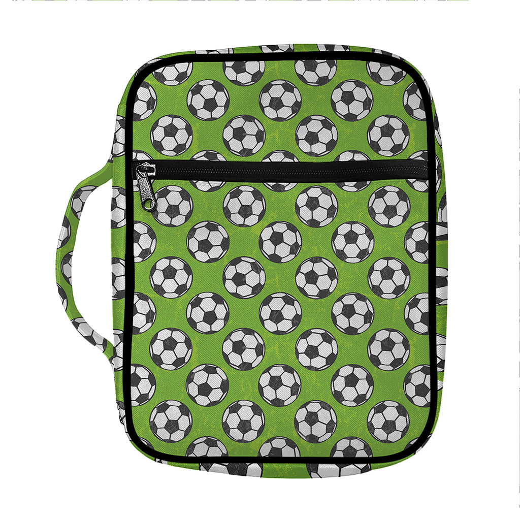 Green Soccer Ball Pattern Print Front Pocket Bible Bag