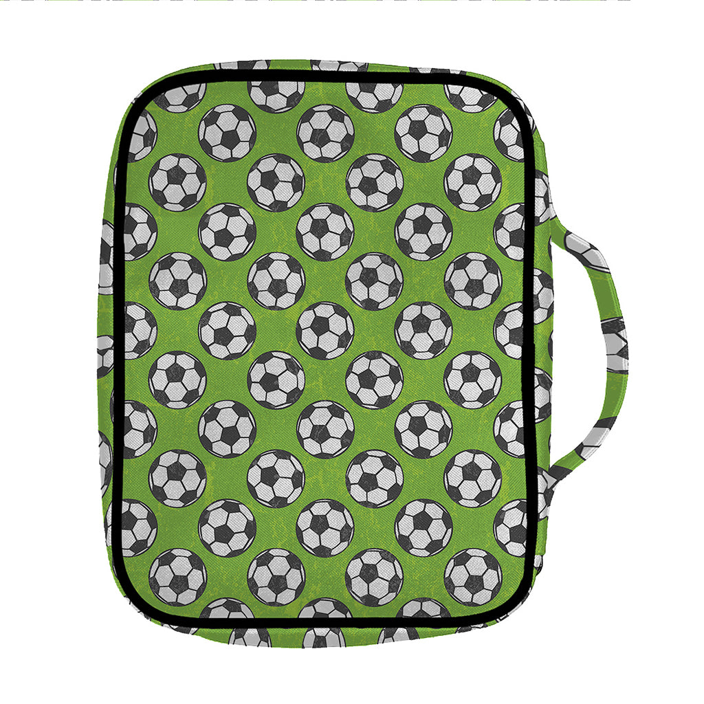 Green Soccer Ball Pattern Print Front Pocket Bible Bag