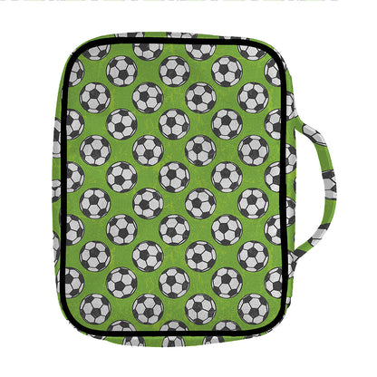 Green Soccer Ball Pattern Print Front Pocket Bible Bag