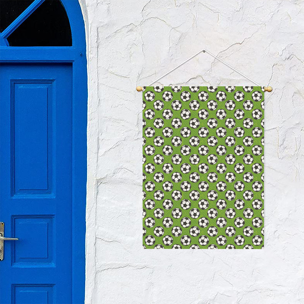 Green Soccer Ball Pattern Print Garden Flag