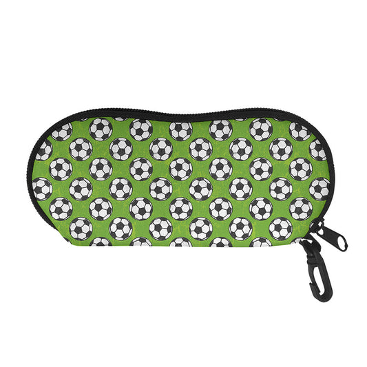 Green Soccer Ball Pattern Print Glasses Case
