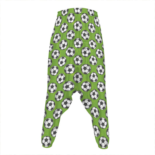 Green Soccer Ball Pattern Print Hammer Pants