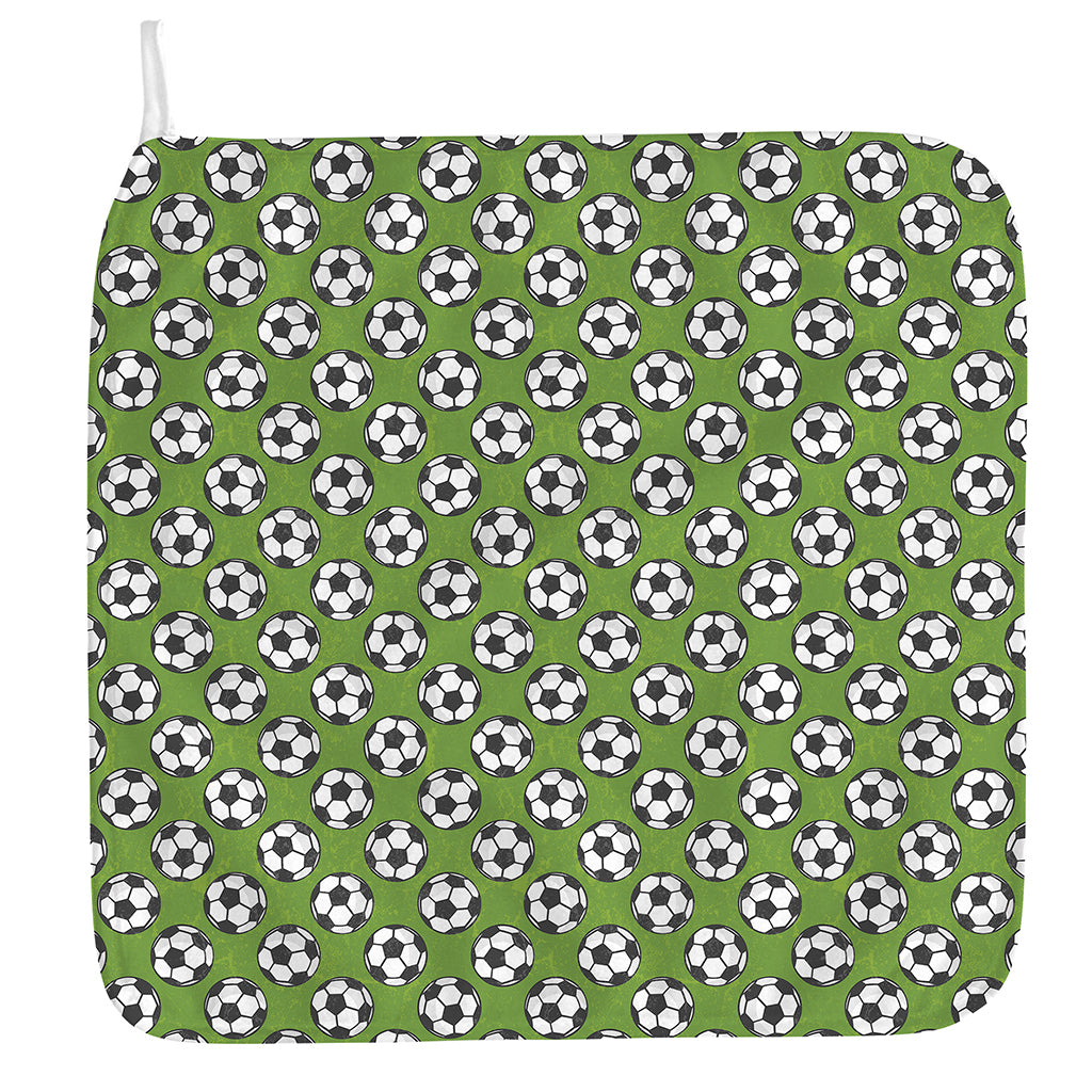 Green Soccer Ball Pattern Print Hand Towel