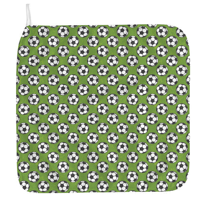 Green Soccer Ball Pattern Print Hand Towel