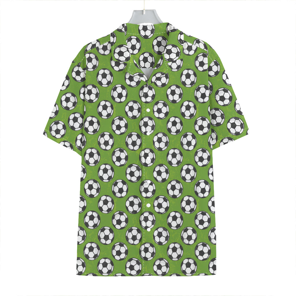 Green Soccer Ball Pattern Print Hawaiian Shirt