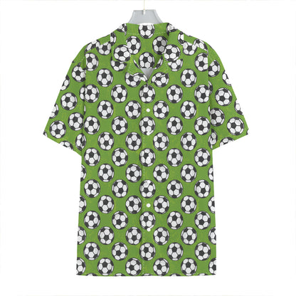 Green Soccer Ball Pattern Print Hawaiian Shirt