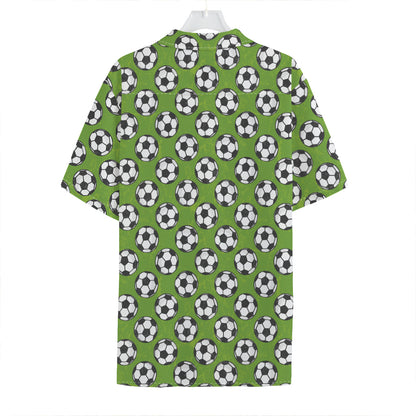 Green Soccer Ball Pattern Print Hawaiian Shirt