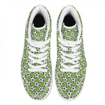 Green Soccer Ball Pattern Print High Top Leather Sneakers