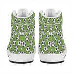 Green Soccer Ball Pattern Print High Top Leather Sneakers