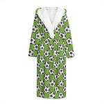Green Soccer Ball Pattern Print Hooded Bathrobe