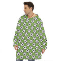 Green Soccer Ball Pattern Print Hoodie Blanket