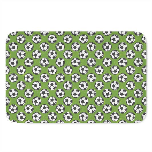 Green Soccer Ball Pattern Print Indoor Door Mat