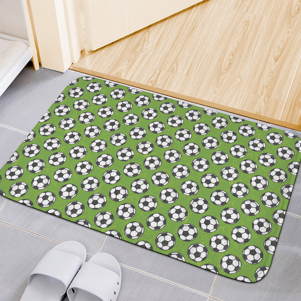 Green Soccer Ball Pattern Print Indoor Door Mat