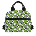 Green Soccer Ball Pattern Print Insulated Lunch Bag