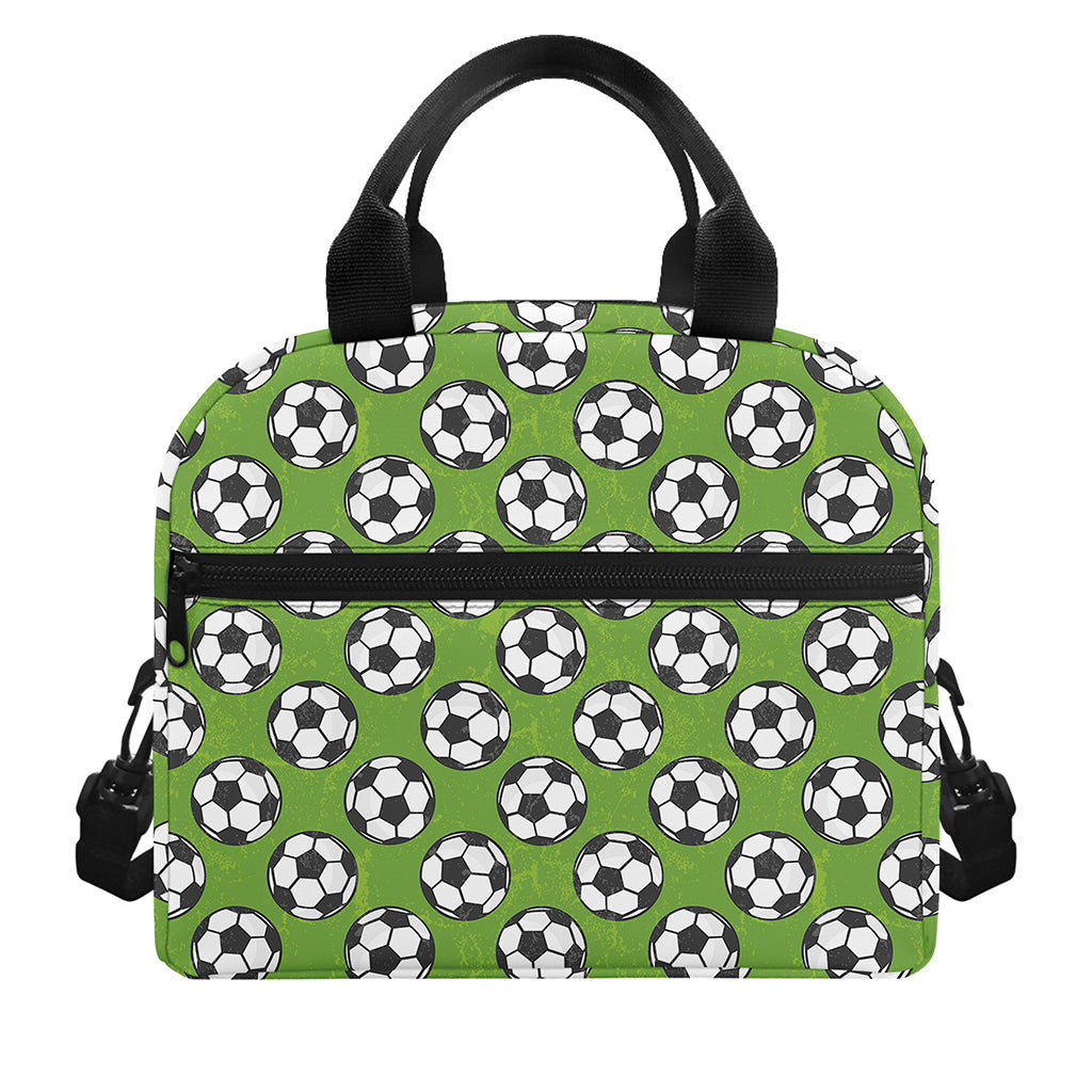 Green Soccer Ball Pattern Print Insulated Lunch Bag