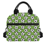 Green Soccer Ball Pattern Print Insulated Lunch Bag