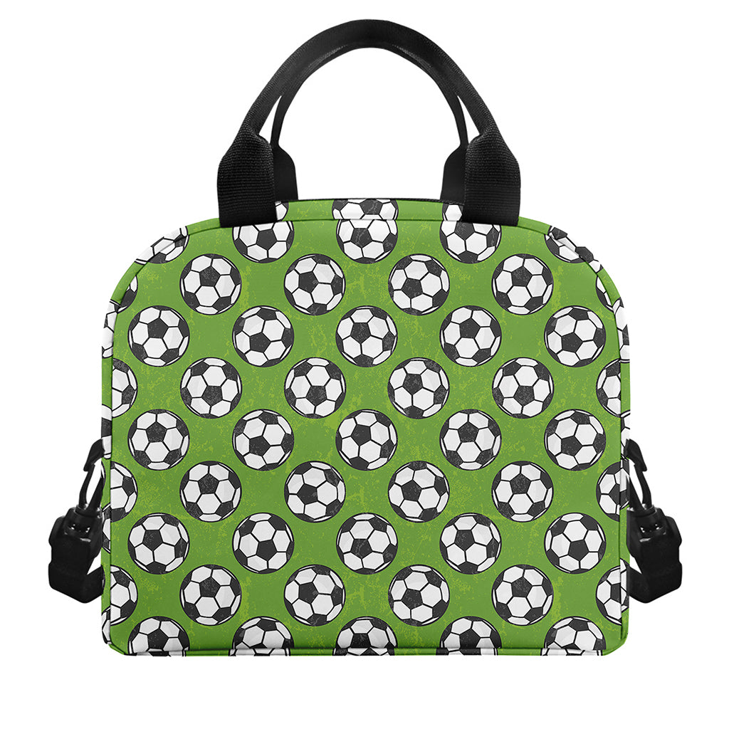 Green Soccer Ball Pattern Print Insulated Lunch Bag