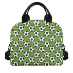 Green Soccer Ball Pattern Print Insulated Lunch Bag