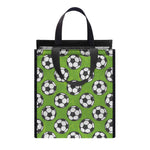 Green Soccer Ball Pattern Print Insulated Lunch Tote