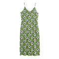 Green Soccer Ball Pattern Print Jersey Midi Cami Dress