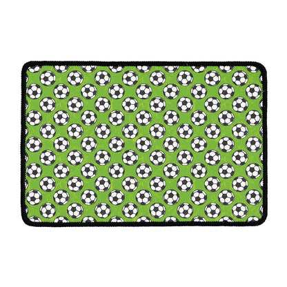 Green Soccer Ball Pattern Print Kitchen Mat