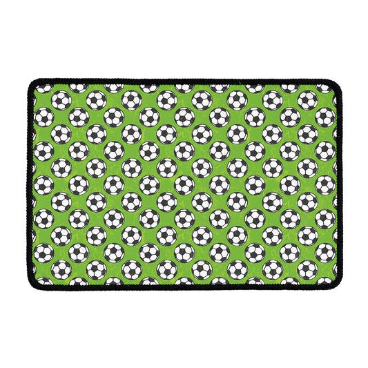 Green Soccer Ball Pattern Print Kitchen Mat