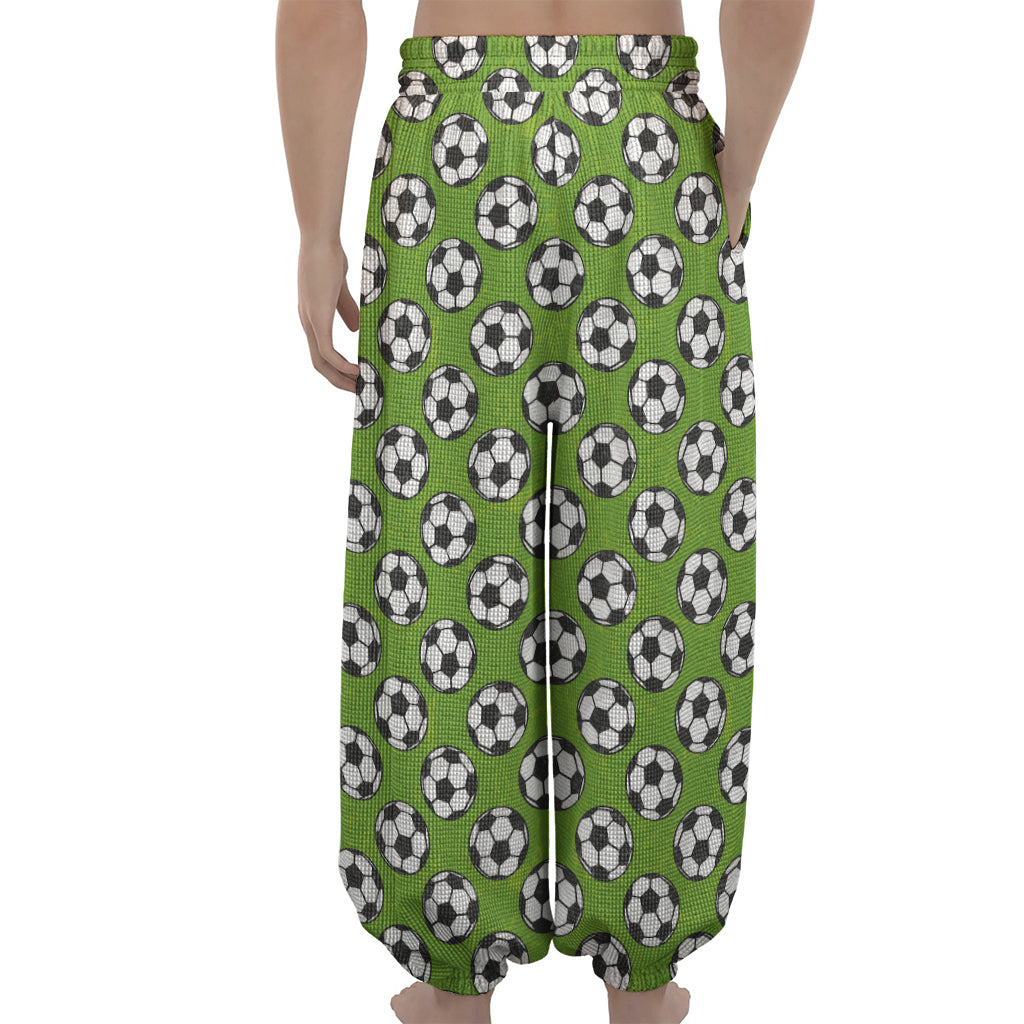 Green Soccer Ball Pattern Print Lantern Pants