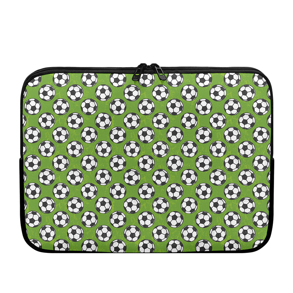 Green Soccer Ball Pattern Print Laptop Sleeve