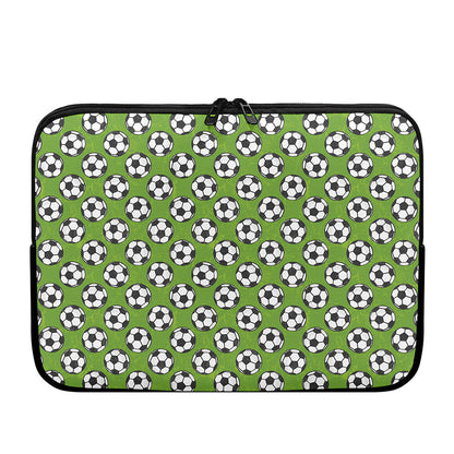 Green Soccer Ball Pattern Print Laptop Sleeve