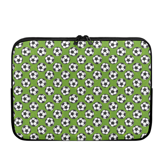 Green Soccer Ball Pattern Print Laptop Sleeve