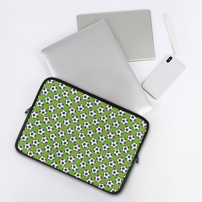 Green Soccer Ball Pattern Print Laptop Sleeve