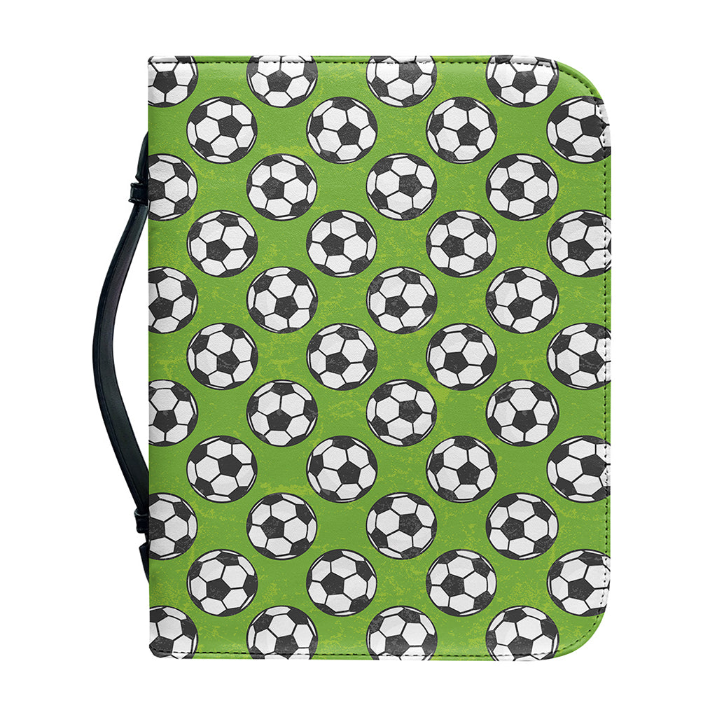 Green Soccer Ball Pattern Print Leather Bible Cover