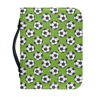 Green Soccer Ball Pattern Print Leather Bible Cover