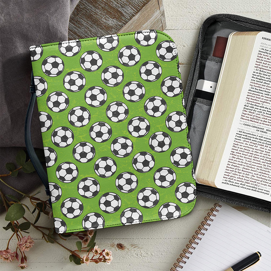 Green Soccer Ball Pattern Print Leather Bible Cover
